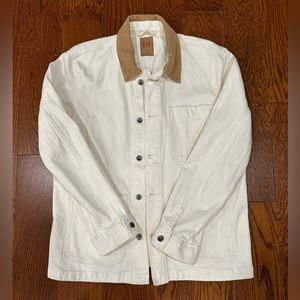 Gap Men’s Large Work Chore Jacket Button Up Cream/White